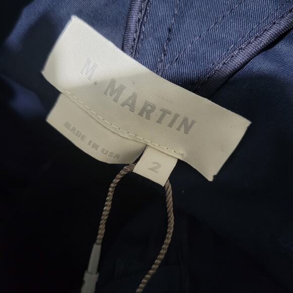 M Martin Pants Blue Cotton Sateen Trousers Wide Loose Straight Crop Paperbag 2 - Picture 7 of 14